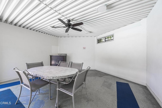 800 W 1st St Unit 1701, Los Angeles, CA 90012 - dining area featuring ceiling fan and baseboards