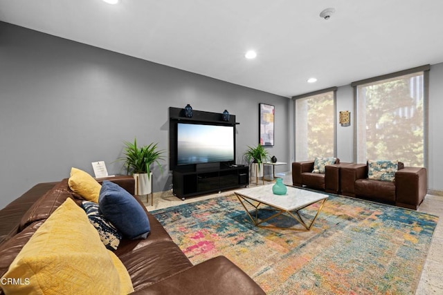 800 W 1st St Unit 1701, Los Angeles, CA 90012 - living room featuring recessed lighting