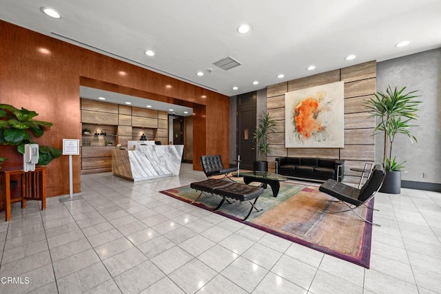 800 W 1st St Unit 1701, Los Angeles, CA 90012 - community lobby featuring wooden walls and recessed lighting