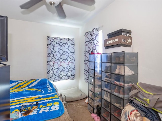 13114 S Main St, Los Angeles, CA 90061 - carpeted bedroom featuring a ceiling fan