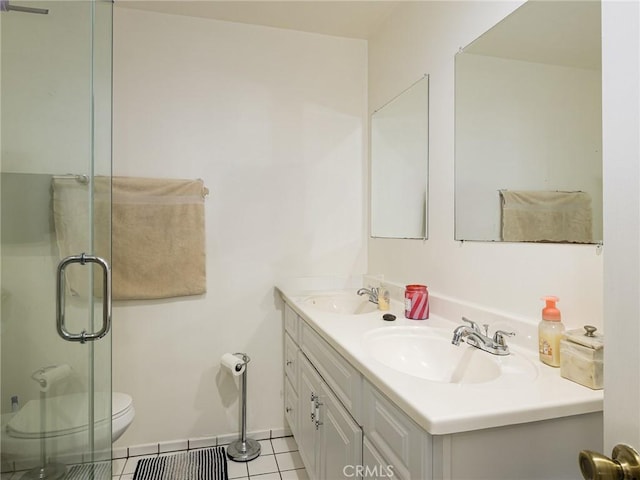 1735 257th St, Lomita, CA 90717 - bathroom featuring double vanity, a shower stall, and tile patterned flooring