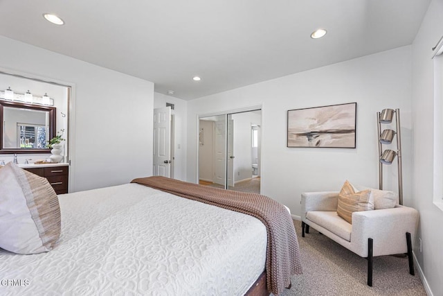 4520 Lone Pine Ln, La Canada Flintridge, CA 91011 - bedroom with carpet flooring, recessed lighting, connected bathroom, and a closet