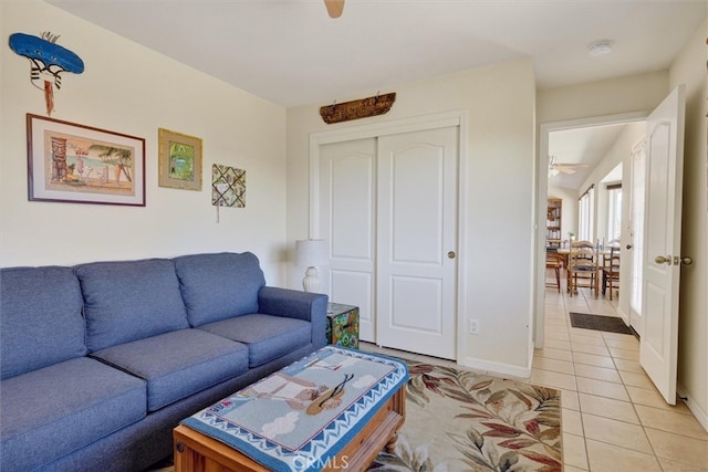 45337 Valley Oak Dr, Ahwahnee, CA 93601 - living area with light tile patterned floors and ceiling fan