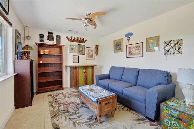 45337 Valley Oak Dr, Ahwahnee, CA 93601 - living area with a ceiling fan and light tile patterned floors