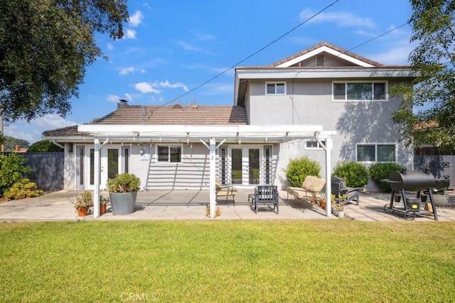3314 Benton Ave, La Verne, CA 91750 - rear view of house with stucco siding, french doors, a patio area, and a tile roof