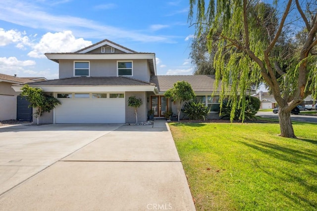 3314 Benton Ave, La Verne, CA 91750 - view of front of house featuring driveway, a front lawn, an attached garage, and a tile roof