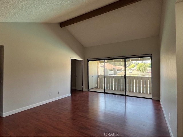22 Country Mile Rd, Pomona, CA 91766 - empty room with beam ceiling, dark wood-style flooring, and high vaulted ceiling