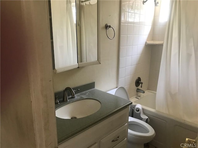 2710 Castle Rock Rd, Diamond Bar, CA 91765 - bathroom featuring shower / bath combo with shower curtain and vanity