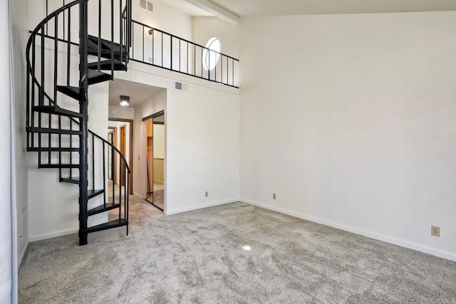 4015 Canario St Unit E, Carlsbad, CA 92008 - carpeted empty room with stairs and a high ceiling