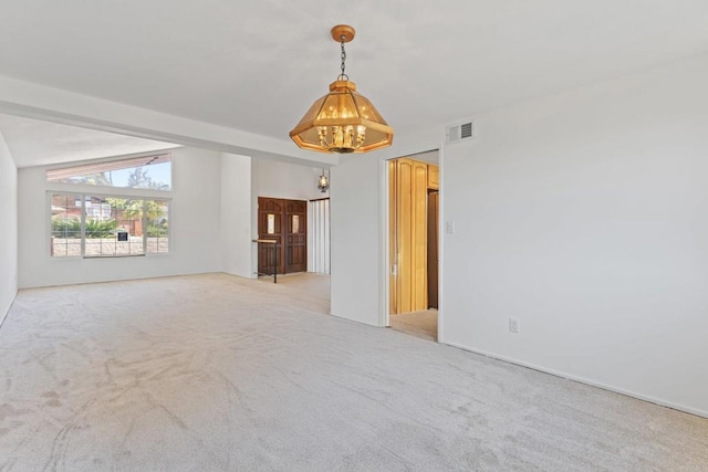 6174 Syracuse Way, San Diego, CA 92122 - empty room featuring a chandelier and light carpet