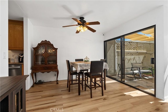 27074 Hidaway Ave Unit 3, Canyon Country, CA 91351 - dining room with light wood finished floors and ceiling fan
