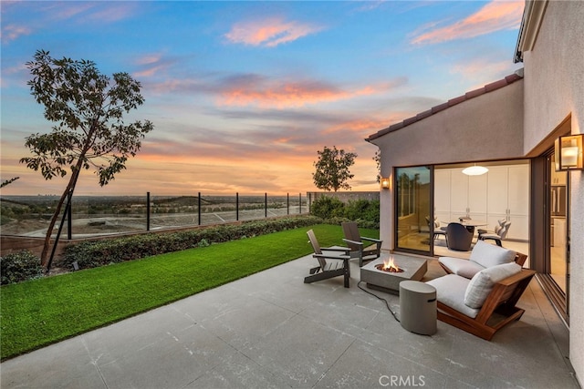 103 Winnett, Irvine, CA 92602 - patio terrace at dusk with a fire pit and a patio area