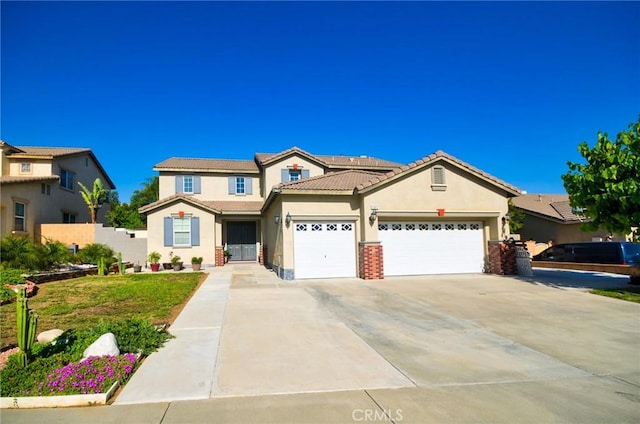 12672 Bellflower Ln, Moreno Valley, CA 92555 - view of front facade featuring stucco siding, a garage, concrete driveway, and a tiled roof
