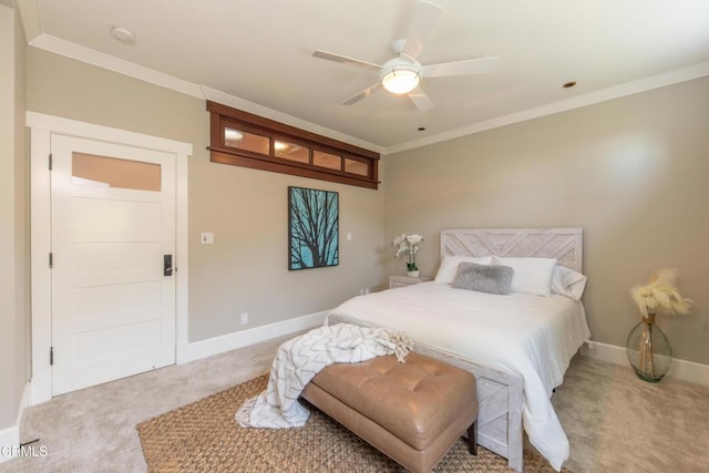 5512 Ranchito Ave, Sherman Oaks, CA 91401 - bedroom with carpet floors, crown molding, and a ceiling fan