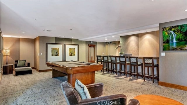 3131 Michelson Dr Unit 901, Irvine, CA 92612 - rec room with carpet flooring, recessed lighting, pool table, and a community bar