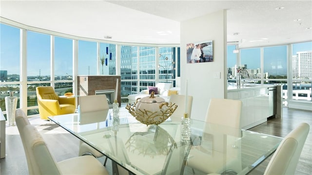 3131 Michelson Dr Unit 901, Irvine, CA 92612 - dining room with floor to ceiling windows, a view of city, and wood finished floors