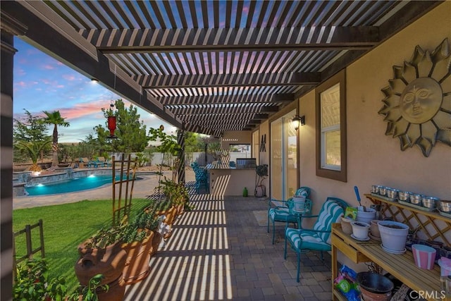 10844 Aster Ln, Apple Valley, CA 92308 - fenced backyard with a pergola, a patio, and a jacuzzi