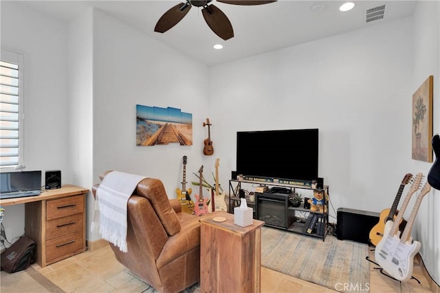 10844 Aster Ln, Apple Valley, CA 92308 - living area with a ceiling fan, healthy amount of natural light, and recessed lighting