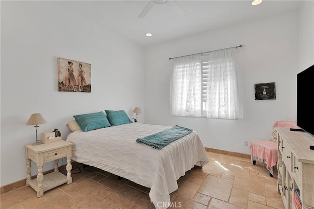 10844 Aster Ln, Apple Valley, CA 92308 - bedroom featuring stone tile floors, recessed lighting, and ceiling fan