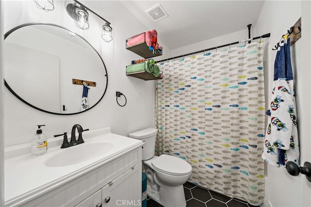 1828 Wintergreen, Escondido, CA 92026 - full bath featuring vanity, tile patterned flooring, and a shower with shower curtain