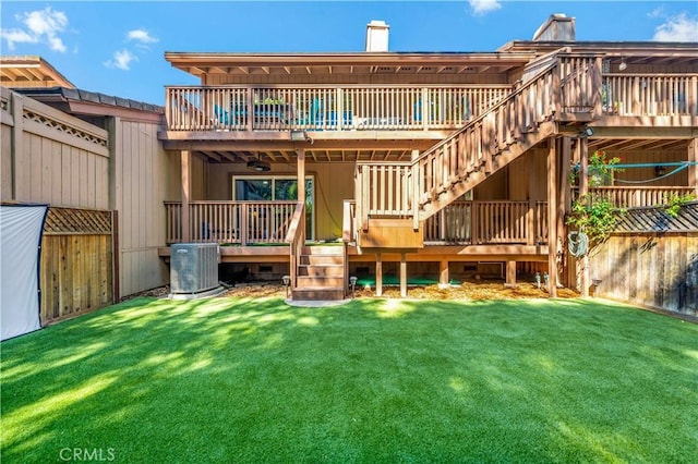 1828 Wintergreen, Escondido, CA 92026 - rear view of house with a deck, a yard, and stairs