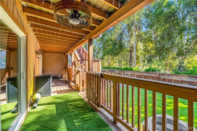 1828 Wintergreen, Escondido, CA 92026 - view of wooden balcony with stairway and a deck