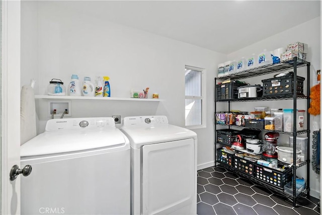 1828 Wintergreen, Escondido, CA 92026 - washroom featuring washer and dryer and dark tile patterned flooring