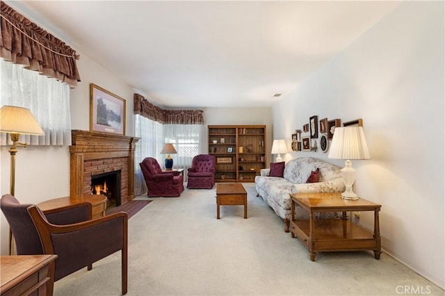 2900 Manhattan Ave, La Crescenta, CA 91214 - living room with carpet floors and a brick fireplace