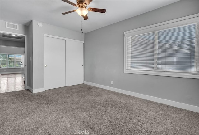 3652 San Joaquin Ave, Los Alamitos, CA 90720 - unfurnished bedroom featuring carpet floors, a closet, and ceiling fan