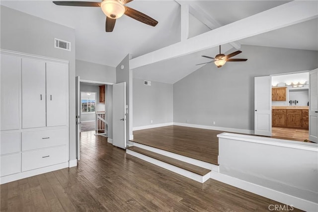 3652 San Joaquin Ave, Los Alamitos, CA 90720 - unfurnished living room featuring a ceiling fan and wood finished floors