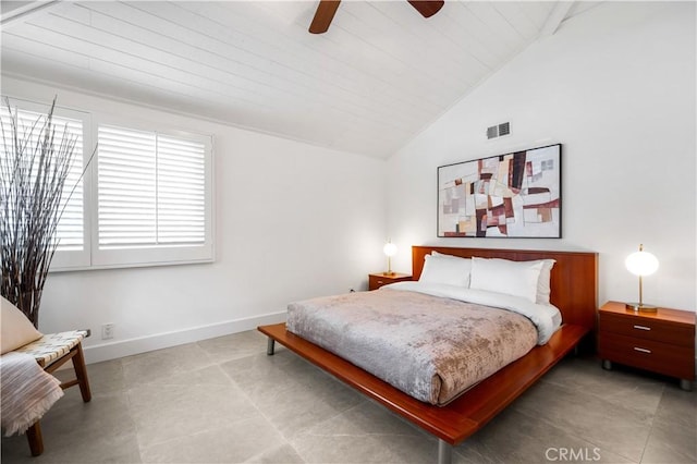 26356 Sorrell Pl, Laguna Hills, CA 92653 - bedroom with lofted ceiling, light tile patterned floors, ceiling fan, and wooden ceiling