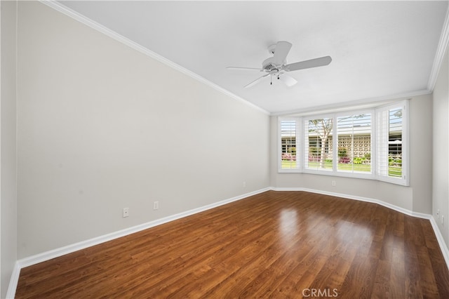 13311 Twin Hills Rd Unit 55H, Seal Beach, CA 90740 - spare room with crown molding, dark wood-type flooring, a ceiling fan, and lofted ceiling