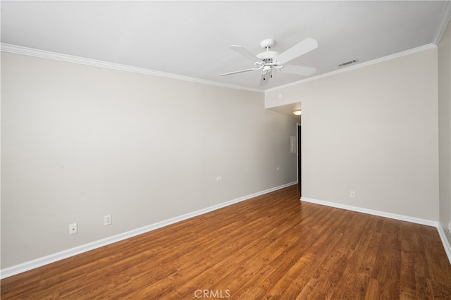 13311 Twin Hills Rd Unit 55H, Seal Beach, CA 90740 - empty room featuring ornamental molding, ceiling fan, and wood finished floors