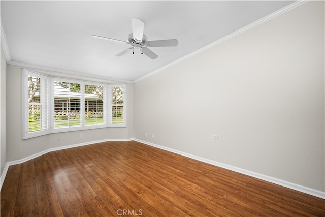 13311 Twin Hills Rd Unit 55H, Seal Beach, CA 90740 - spare room featuring wood finished floors, lofted ceiling, a ceiling fan, and ornamental molding
