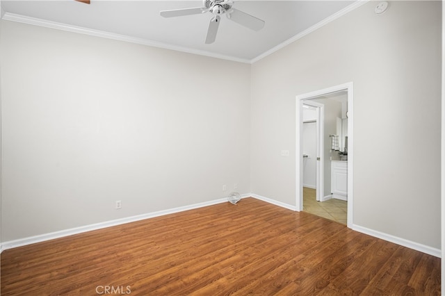 13311 Twin Hills Rd Unit 55H, Seal Beach, CA 90740 - spare room with a ceiling fan, ornamental molding, wood finished floors, and a smoke detector