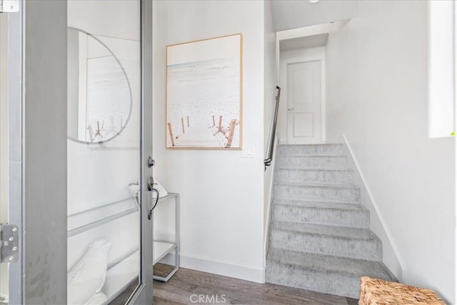 1009 Price Canyon Rd, Pismo Beach, CA 93449 - staircase featuring wood finished floors and baseboards
