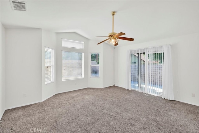 11246 Pleasant Hills Dr, Apple Valley, CA 92308 - carpeted empty room with vaulted ceiling and ceiling fan