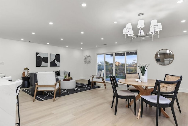 4143 Cole Way, San Diego, CA 92117 - dining area with light wood-type flooring, recessed lighting, and a chandelier