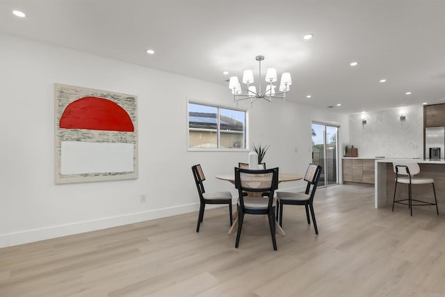 4143 Cole Way, San Diego, CA 92117 - dining room with light wood finished floors, recessed lighting, and a chandelier