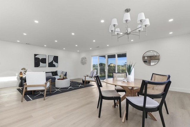 4143 Cole Way, San Diego, CA 92117 - dining room featuring light wood-style flooring, recessed lighting, and a chandelier