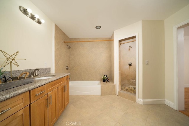 8851 Sonora Rd, Phelan, CA 92371 - full bath with a shower, a bath, tile patterned flooring, and vanity