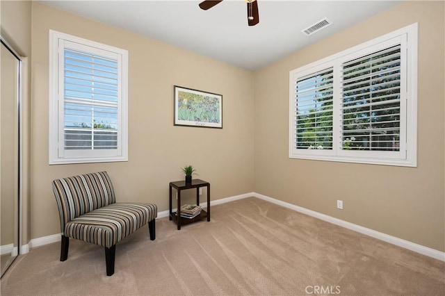 41798 Aviv Ct, Murrieta, CA 92562 - living area with carpet floors, healthy amount of natural light, and ceiling fan