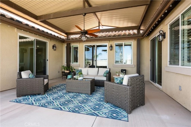 41798 Aviv Ct, Murrieta, CA 92562 - view of patio / terrace with ceiling fan and outdoor lounge area