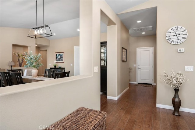 41798 Aviv Ct, Murrieta, CA 92562 - corridor featuring wood finished floors, recessed lighting, and a chandelier