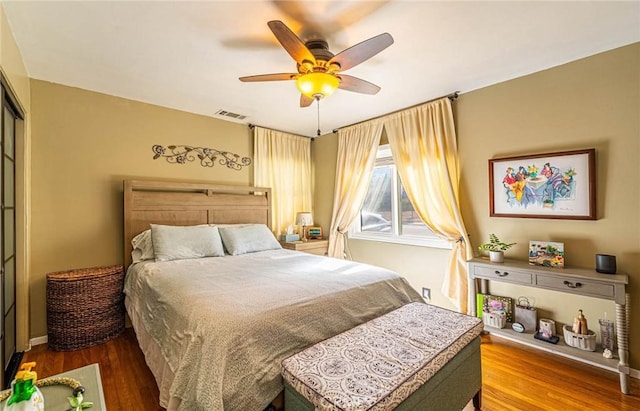 8638 Yorktown Ave, Los Angeles, CA 90045 - bedroom with wood finished floors and ceiling fan