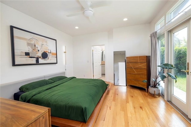 2911 Walker Lee Dr, Rossmoor, CA 90720 - bedroom with light wood-style floors, recessed lighting, and ceiling fan