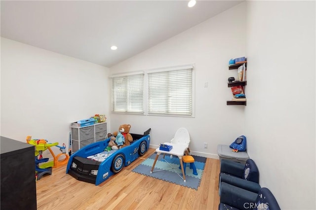 2911 Walker Lee Dr, Rossmoor, CA 90720 - playroom featuring wood finished floors, lofted ceiling, and recessed lighting