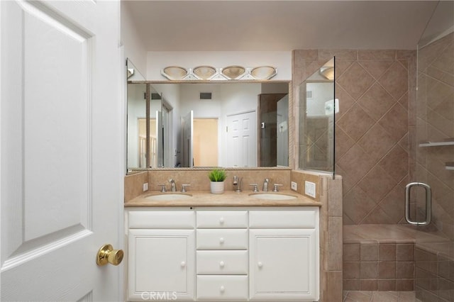 2911 Walker Lee Dr, Rossmoor, CA 90720 - bathroom with double vanity and a shower stall