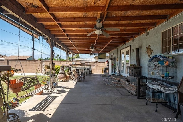117 N Morada Ave, West Covina, CA 91790 - view of patio / terrace featuring a ceiling fan and french doors