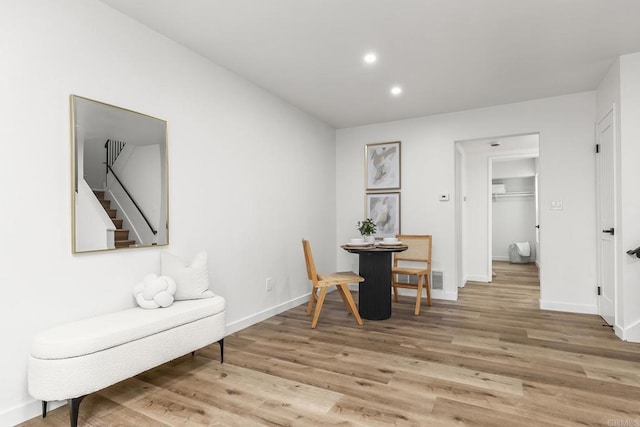 4514 Dawson Ave Unit 2, San Diego, CA 92115 - living area with light wood-type flooring, stairway, and recessed lighting